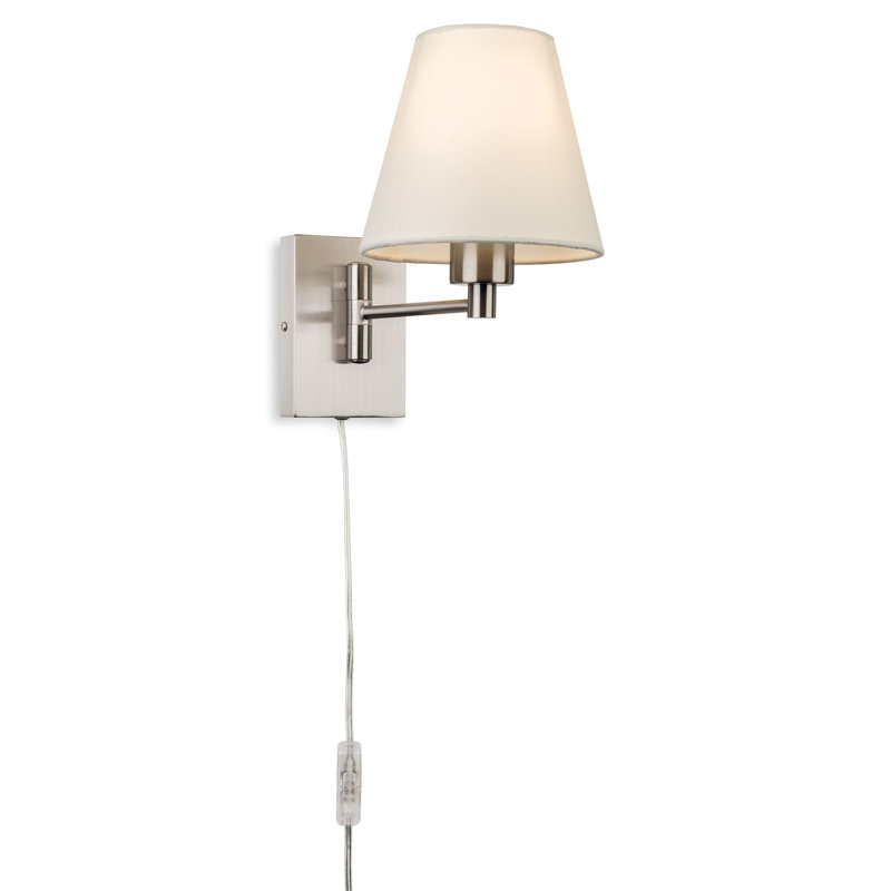 Plug-in Armed Sconce, Brushed Steel