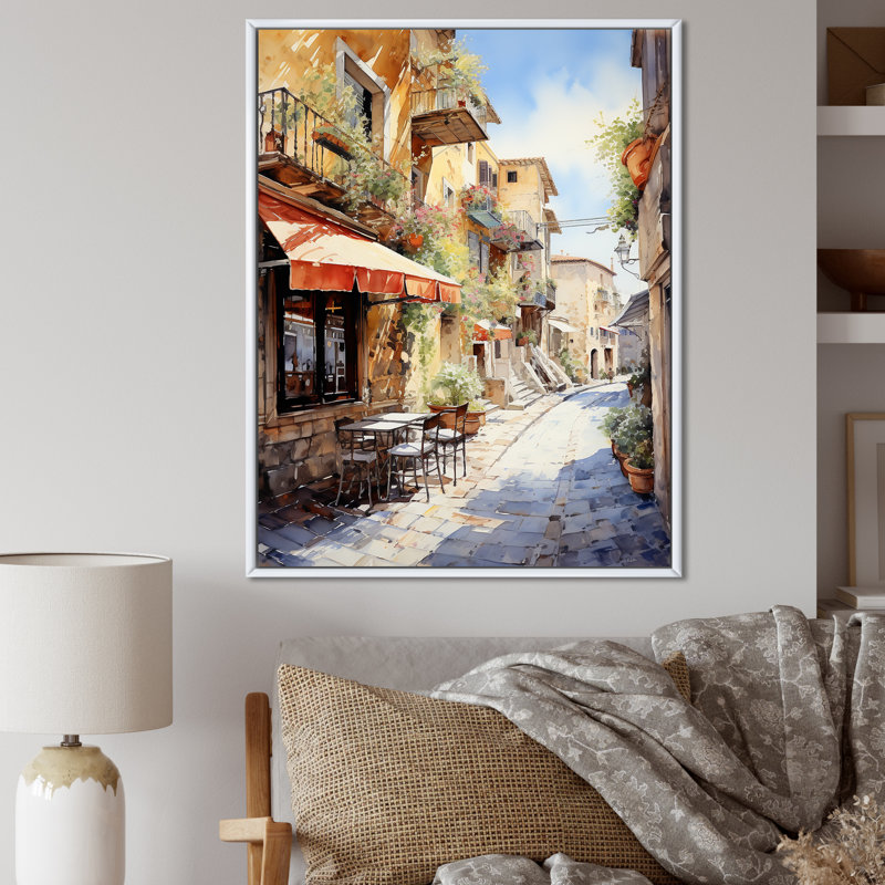"Italian Village Essence 2", Cadre flottant blanc, 60" H x 28" W