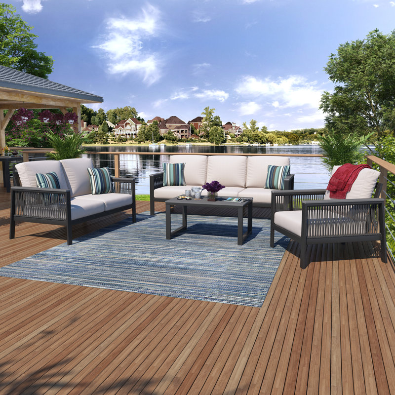 Townsend 4 Piece Sunbrella® Sofa Seating Group with Cushions, Canvas Navy