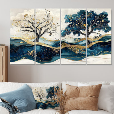 «Blue and White Modern Blossom Tree IV», ensemble d'art sur toile