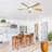 52 Inch Modern Led Ceiling Fan With 3 Color Dimmable 5 ABS Blades Remote Control Reversible DC Motor White For Bedroom-627596557-627596558