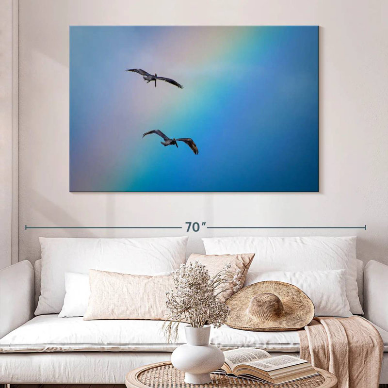 Brampt oiseaux et arc-en-ciel, H 34 po x l 51 po