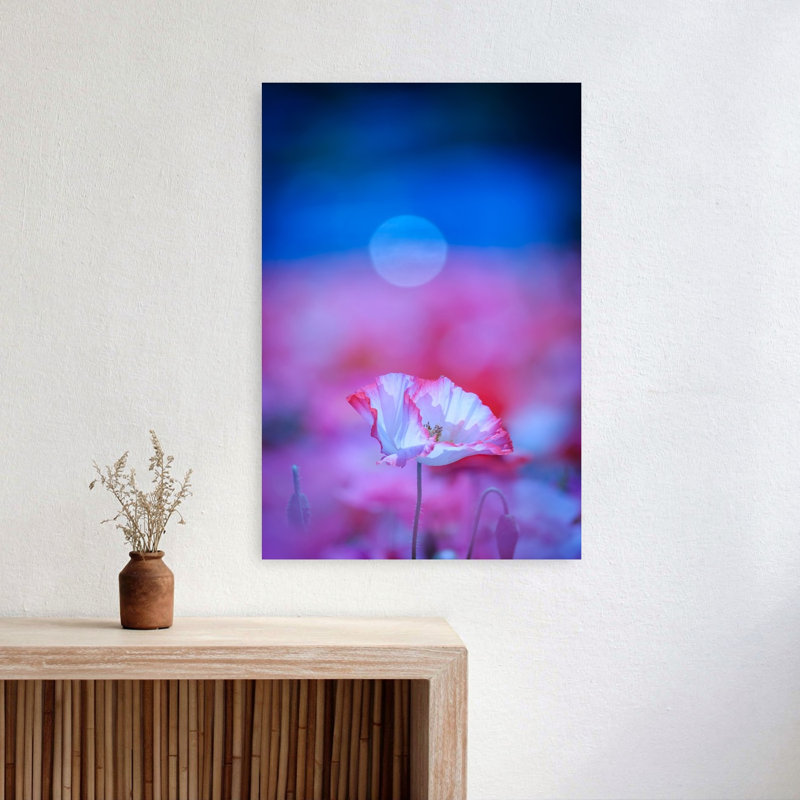 «Dreamy Poppy Moon», impression délicate de fleur de coquelicot éthéré nature, 24" H x 16" W