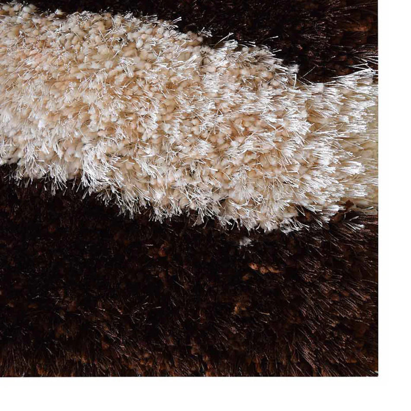Manns Hand Tufted Shag Polyester Eco-Friendly Area Rugs - Rectangle | Ivory & Brown Color | Contemporary Design | Area rugs for living  room, bedroom