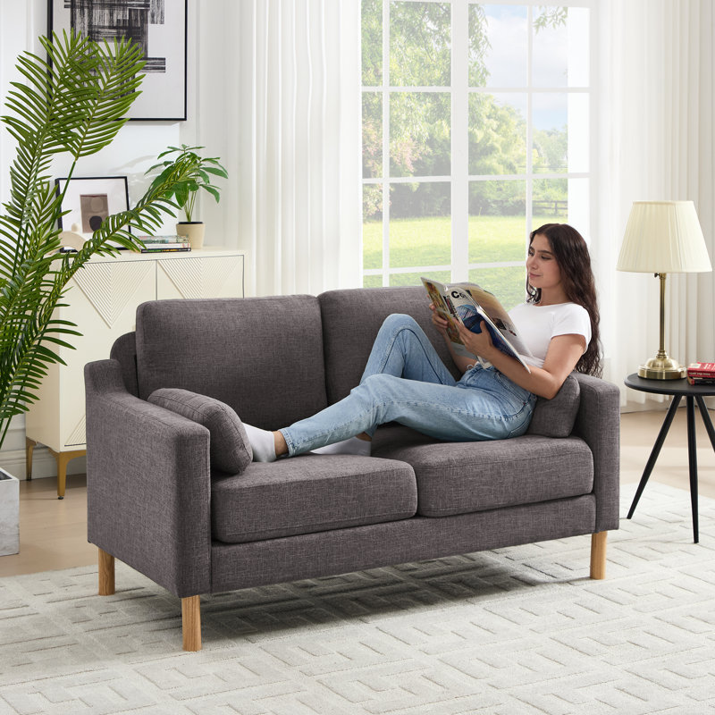 2 - Piece Modern Upholstered Living Room Sofa Set, Dark Gray