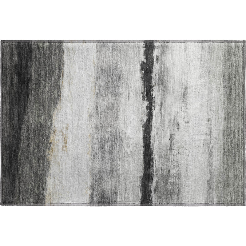 Premium Machine Washable Mayfield Striped Rug, 1'8" x 2'6", Pewter