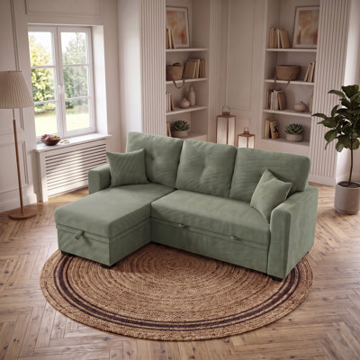 Sectional Sleeper Sofa with Pull-Out Bed, Reversible Chaise, Hidden Storage, Small Space Convertible Couch for Living Room