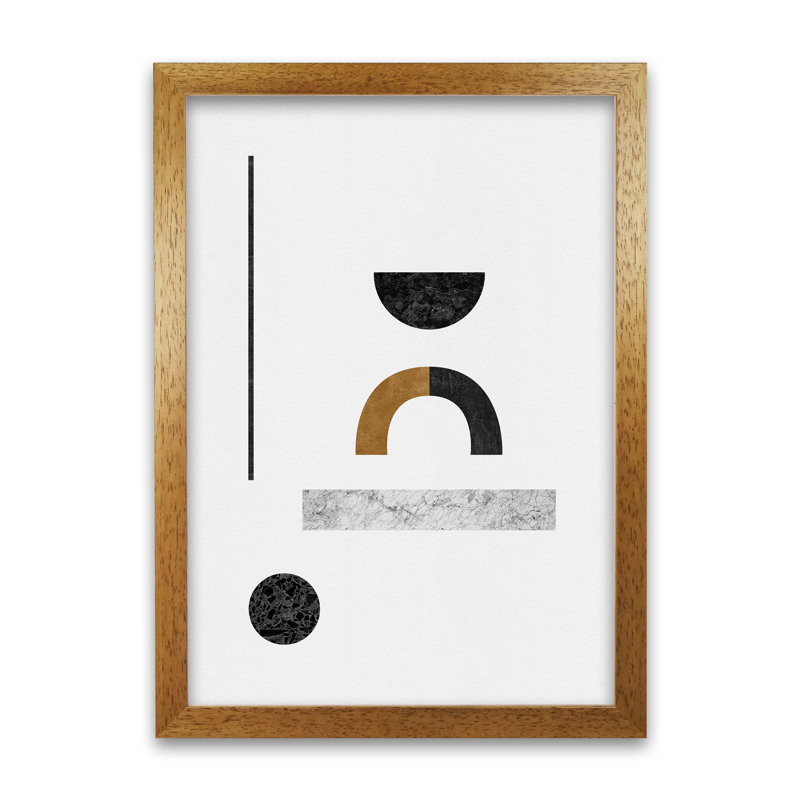 Orara Abstract Geometric III - Print, 87cm H x 62cm W x 2cm D, Brown Framed