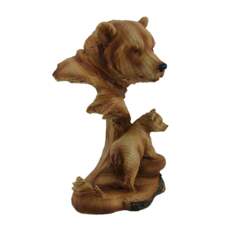 Décoration pour ourson et étagère Gitano rustique en polyrésine coulée avec finition brun aspect bois sculpté - 7 po de hauteur, 4,5 po de longueur, 3,5 po de largeur