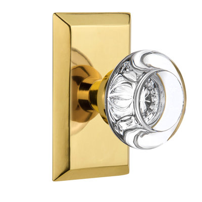 Studio Plate with Round Clear Crystal Door Knob