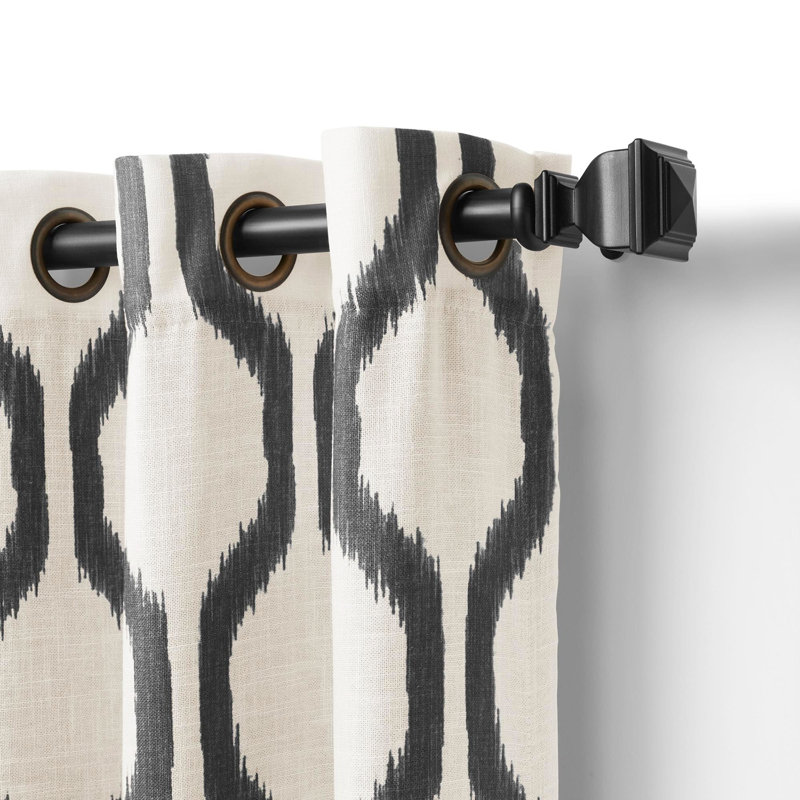 Threadmade Renzo Rod Pocket Back Tab Window Curtain, Black - 52"W x 95"L, 52"W x 95"L, Black