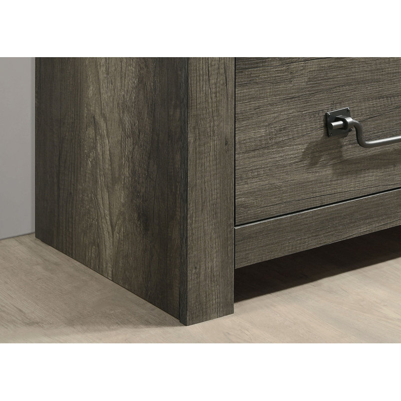 Rustic Gray 3Pc Set Eastern King Size Bed 2X Nightstands Unique Design Headboard Bedroom Furniture Metal Accents
