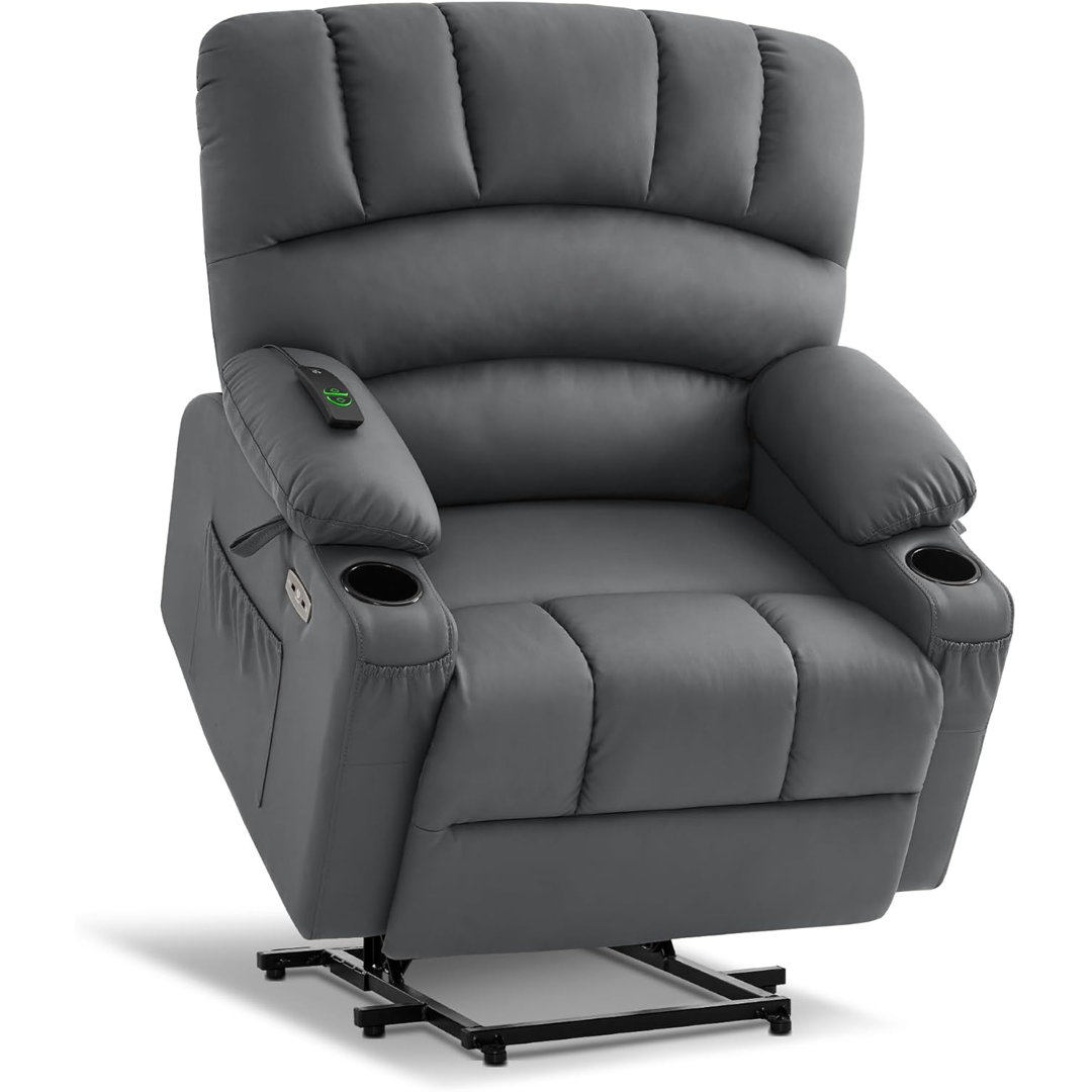Waddells 27.2'' Extra Wide Power Recliner Lift Chair with Massage and Heat, Faux Leather Latitude Run® Body 