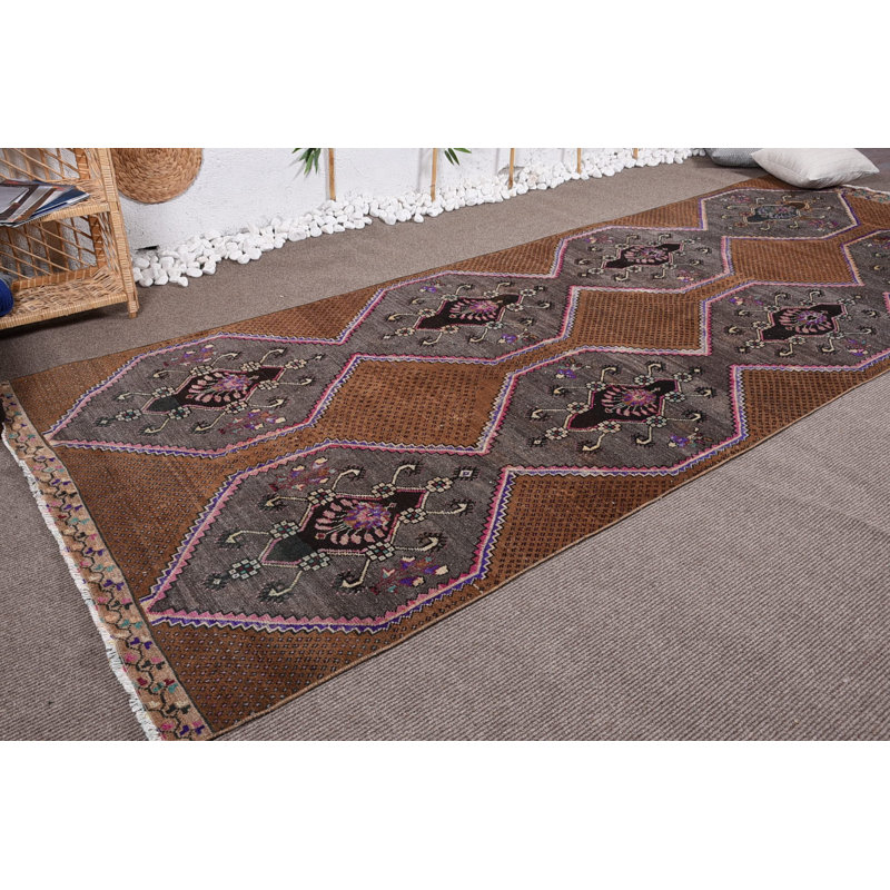 Tapis rétro, tapis turcs de luxe, tapis de couloir 4,7 x 12,7 pi, tapis rétro