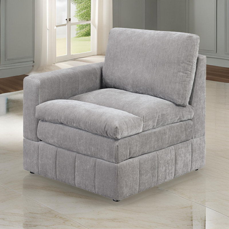 Fauteuil l 32,75 po Seeram, Tissu gris pâle