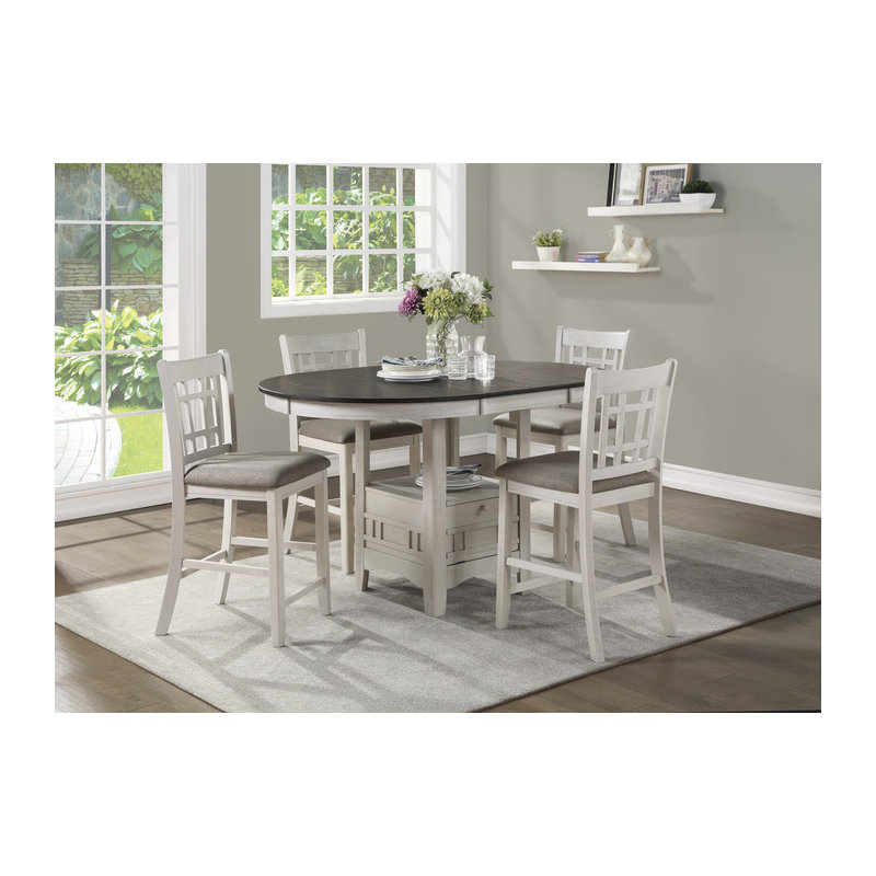 Louroukina Antique White Counter Height Chairs 