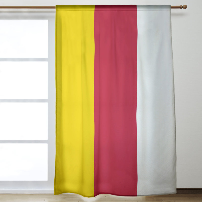 Striped Room Darkening Rod Pocket Single Curtain Panel, Seattle Baseball Yellow/Red/White