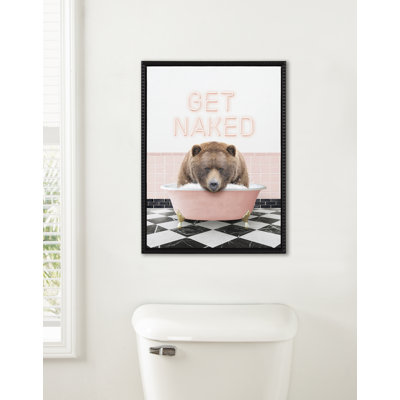«Big Bear Retro Neon Sign Bath» par Amy Peterson, reproduction d'art sur toile encadrée