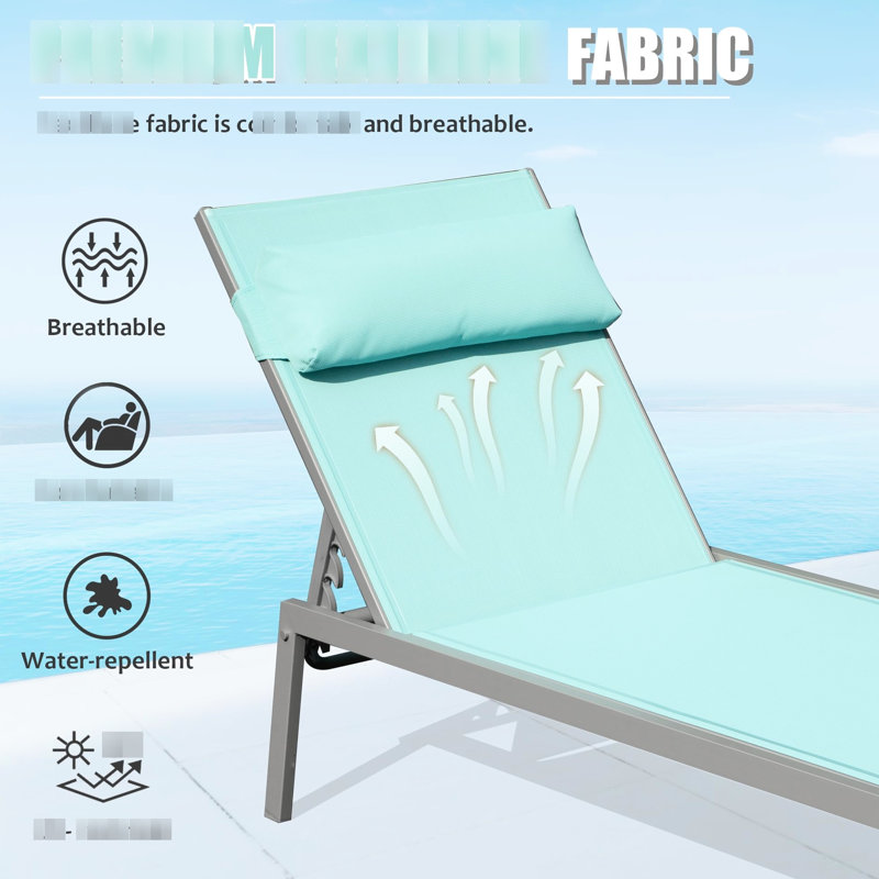 Patio Chaise Lounge Of 3 - Aluminum Outdoor Chairs With Side Table In Lake Blue. Provide Unbeatable Comfort. . Build. 5 Adjustable Positions & . Space And Versatile Option. Package Essential Parts