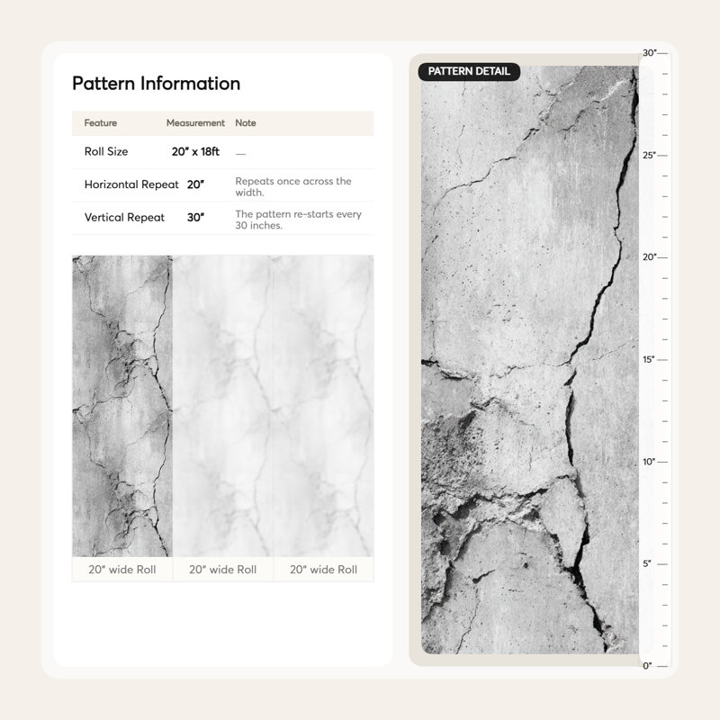 Papier peint industriel fissures à texture de béton