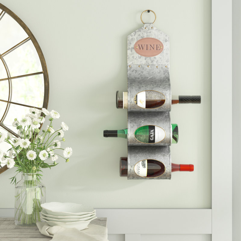 Marshallville 3 Bottle Hanging Wine Bottle Rack in Brown