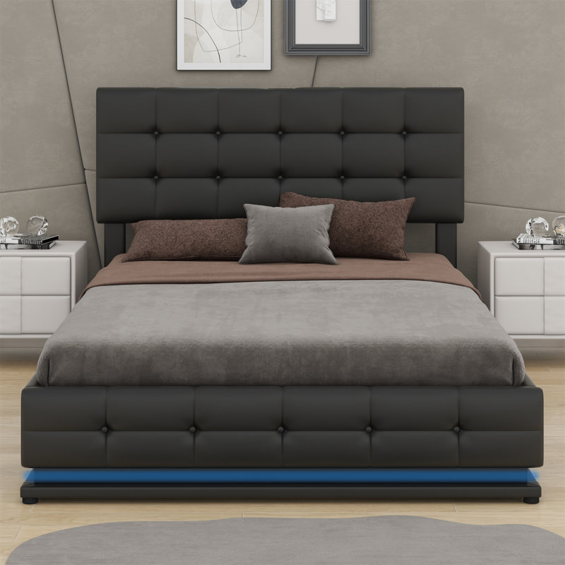 Deaundra Upholstered Platform Storage Bed, Black, Full / Double