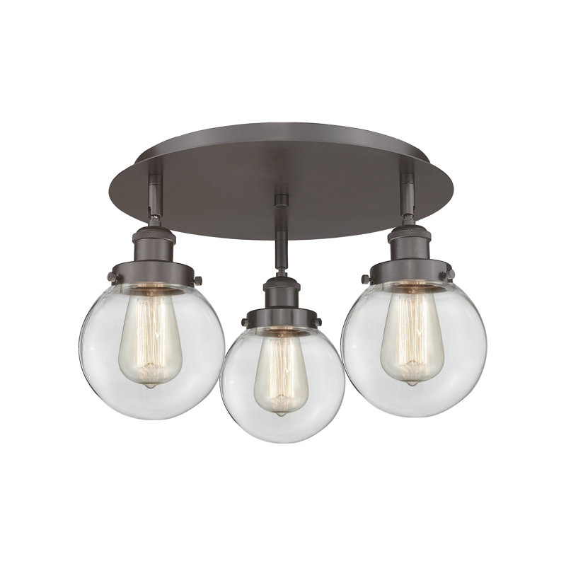 Alphonsa Glass Flush Mount, Clear, Oil Rubbed Bronze