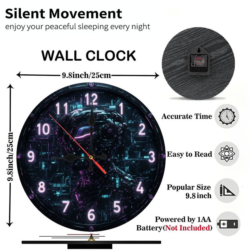 Horloge Sci-Fi avec tête cybernétique