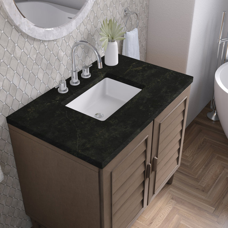 Portland 36'' W Single Vanity, Whitewashed Walnut, Phantome Eclos, 8" Widespread