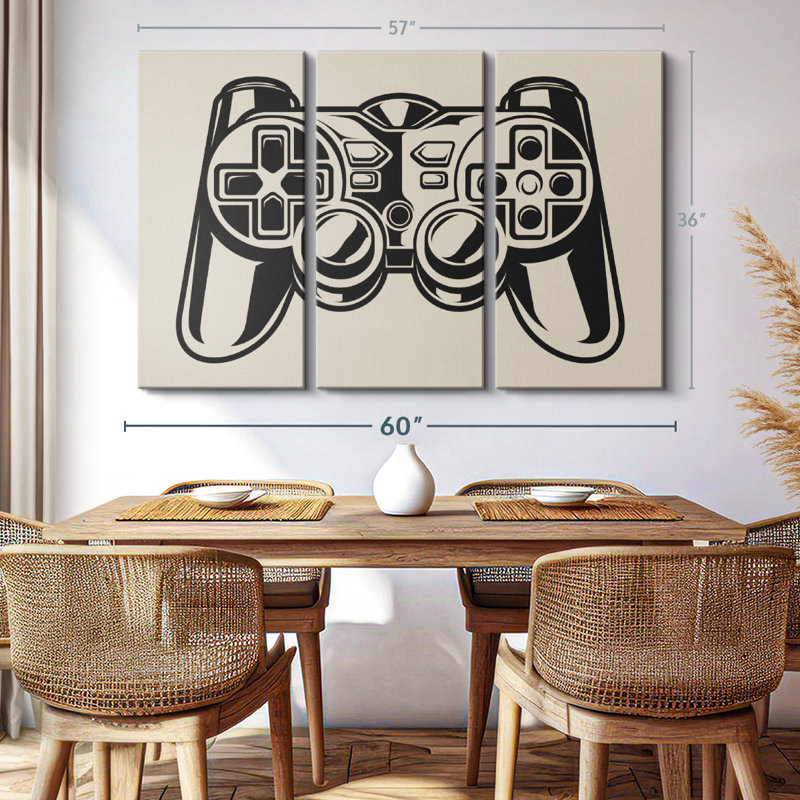 Illustration de contrôleur de jeu sur toile, H 36 po x l 57 po x P 1,25 po