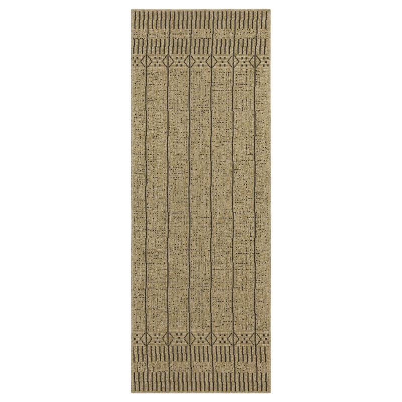 Tapis intérieur / extérieur en jute / moka Earth Earth_NTL1009, Naturel et noir, Rectangle 5 pi 3 po x 7 pi 3 po