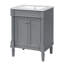 Meuble-lavabo 24 po avec lavabo supérieur, meuble de rangement moderne à 2 niveaux, meuble-lavabo simple, grandes tablettes de rangement