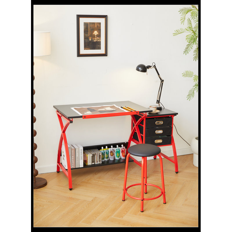 Table à dessin Mikayah, Noir / rouge