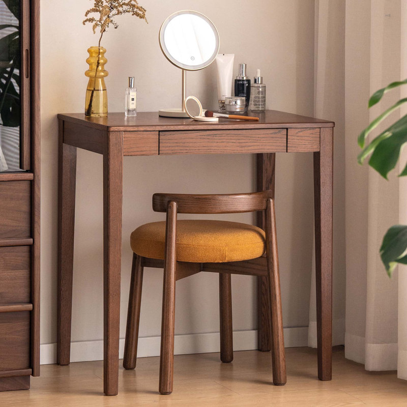 Tabouret de maquillage en bois massif, Jaune, Boucle