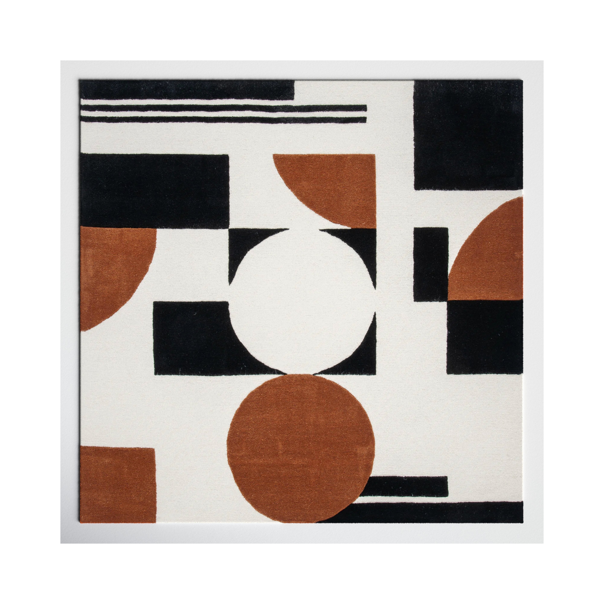 Antoni Handmade Wool Ivory/Black/Brown Rug, Square 6'