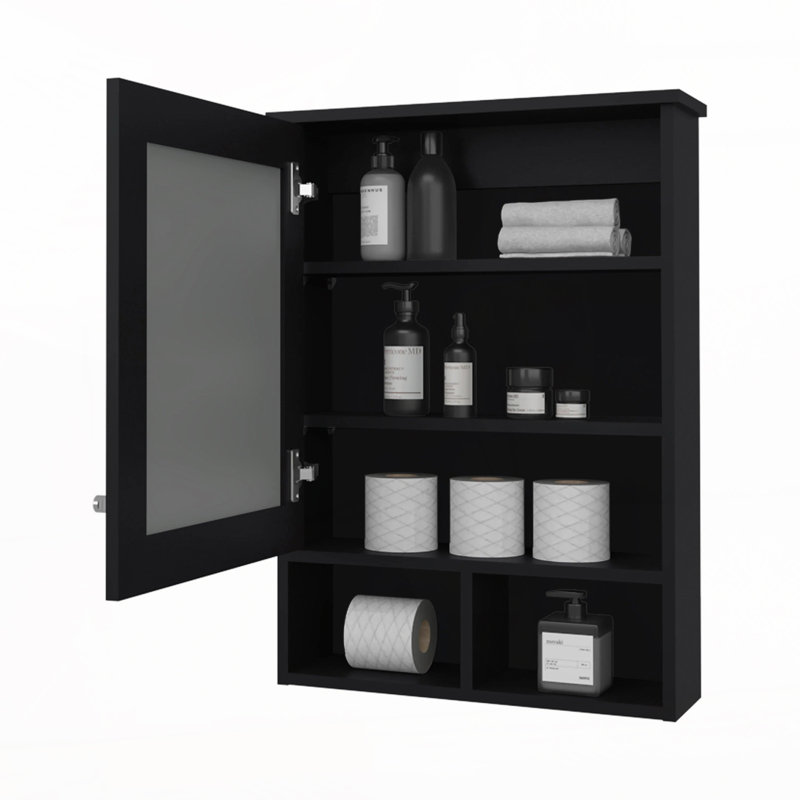 Pharmacie avec porte et miroir inclus, Noir