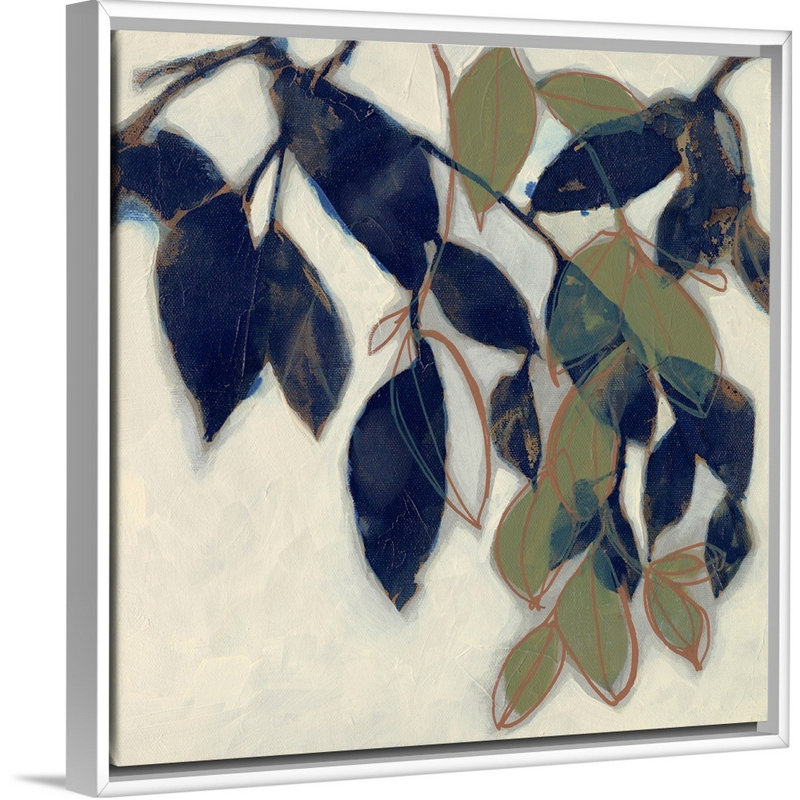 «Entwined Leaves II», art mural sur toile, Toile avec cadre blanc, H 38 po x l 38 po