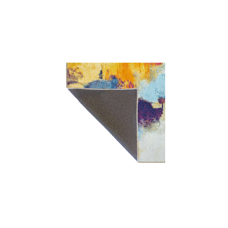 Tapis tissé à motif multicolore flou et tapis lavable, Rectangle 3 pi 11 po x 5 pi 11 po