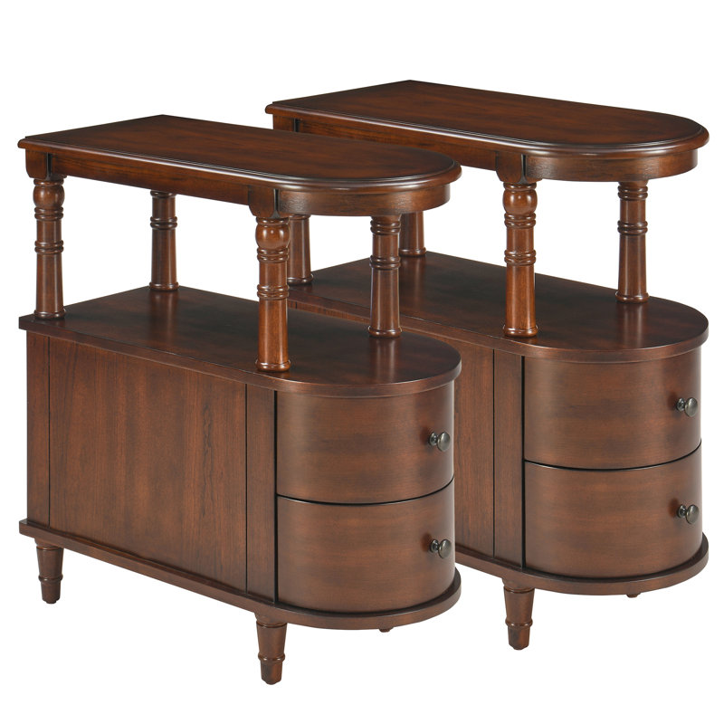 Ecequiel Side Table Set, Cherry Walnut