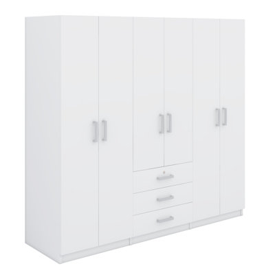 Rangement pour garde-robe en bois à 6 portes avec 6 grands tiroirs
