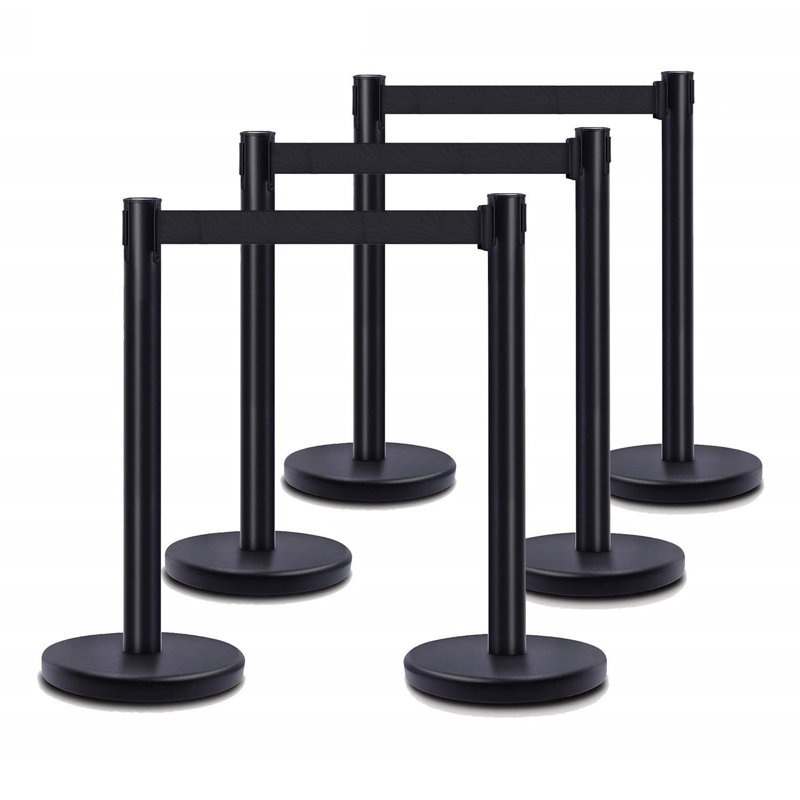 Poteau rétractable noir en acier robuste de qualité supérieure