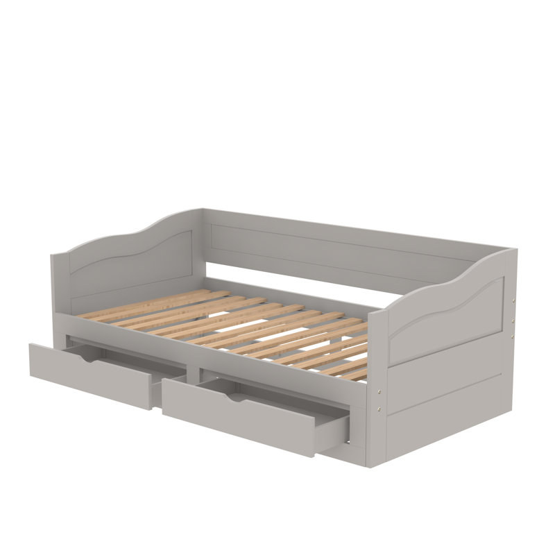 Lit simple standard avec rangement, gris