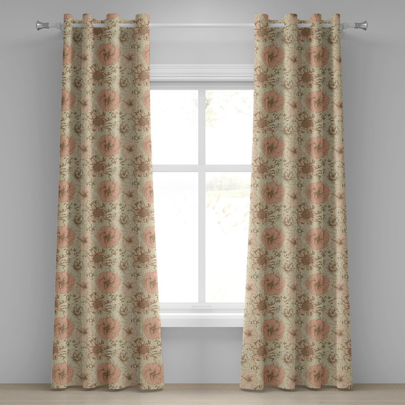 Rideau décoratif à œillets 2 panneaux Dakota Fields, 50 po x 54 po, brun clair corail, L 50 po x L 108 po