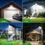 Lampadaires solaires d'extérieur, 160 projecteurs solaires super lumineux étanches 6500K avec capteur de mouvement, angle réglable à 180 °, lumières de sécurité solaires crépusculaires à l'aube pour la cour, l'allée et le parc de stationnement