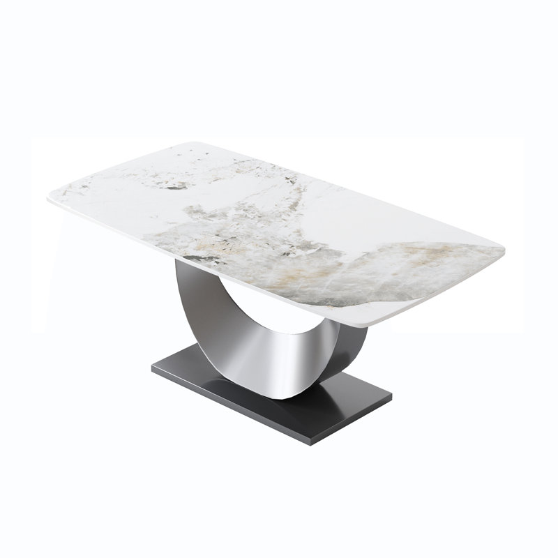 Sintered Stone Top Pedestal Dining Table, 70.8" L x 35.43" W