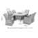Dmai 6 Seat Oval Ice Bucket Dining Set with Venice Chairs Lazy Susan