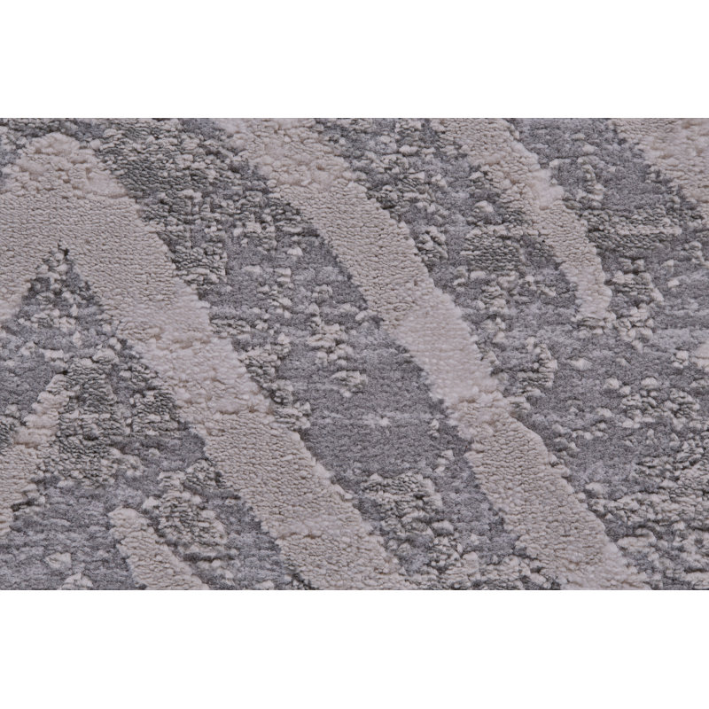 Tapis gris à motif de chevrons Jollanta, Rectangle 12 pi x 15 pi