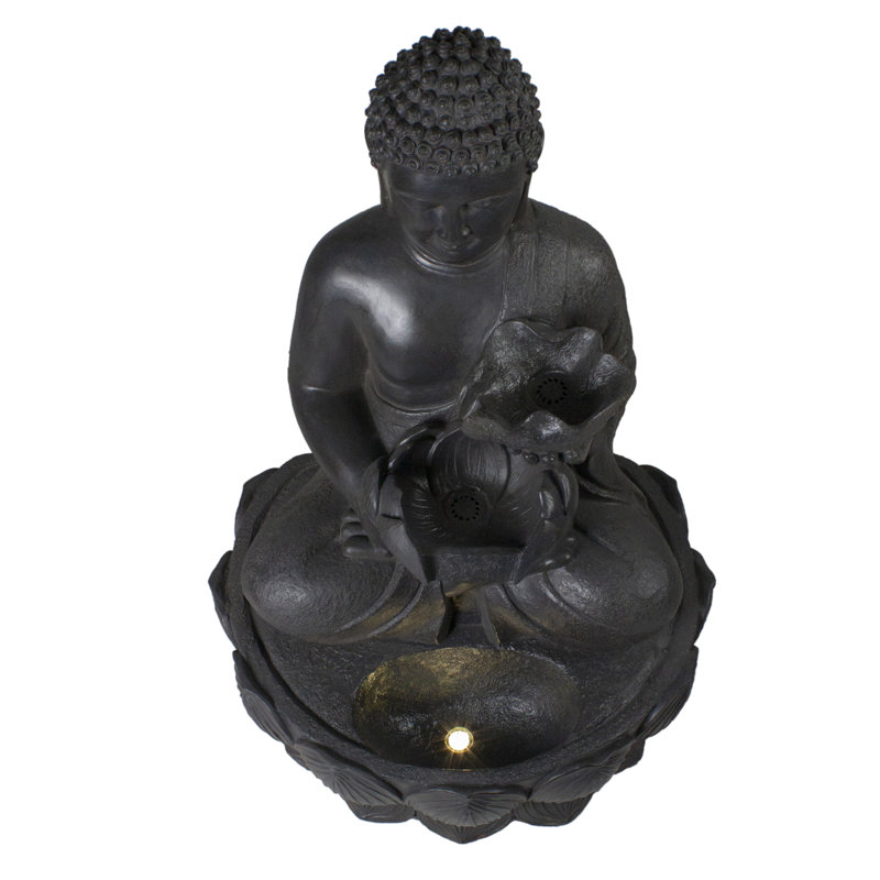Fontaine de jardin extérieure 31,5 "Bouddha dans une fleur