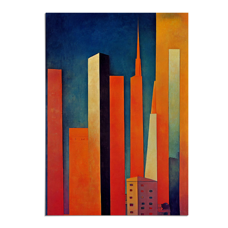 City Skyline Painting - Wall Art, Paper, 29.7cm H x 21cm W, No Matte