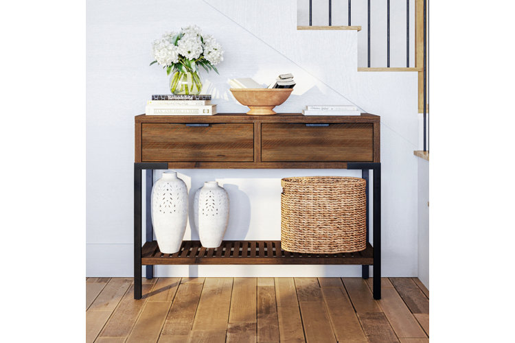 wood console table with drawers
